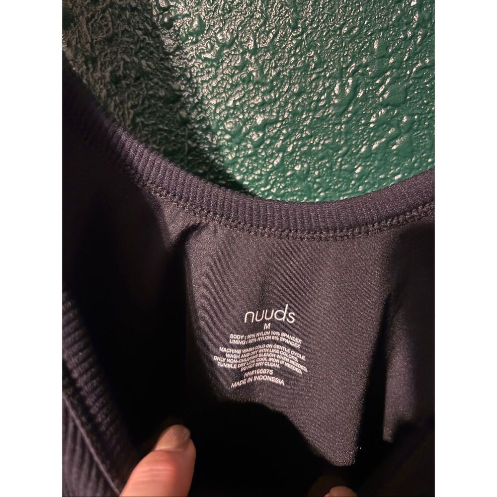 Nuuds Black Bodysuit Ribbed Sz Medium - Picture 2 of 2